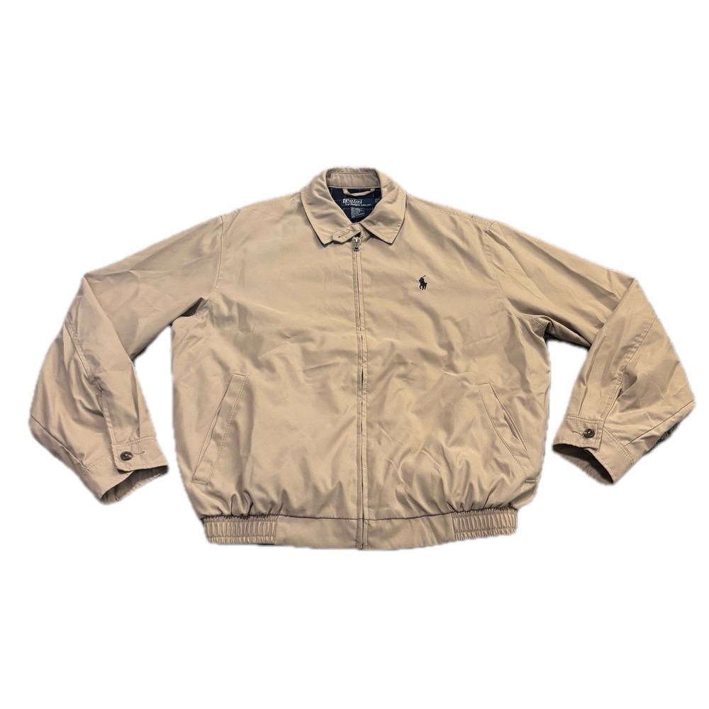 Polo Ralph Lauren Mens Harrington Jacket Tan Beige Plaid Lined Small Windbreaker